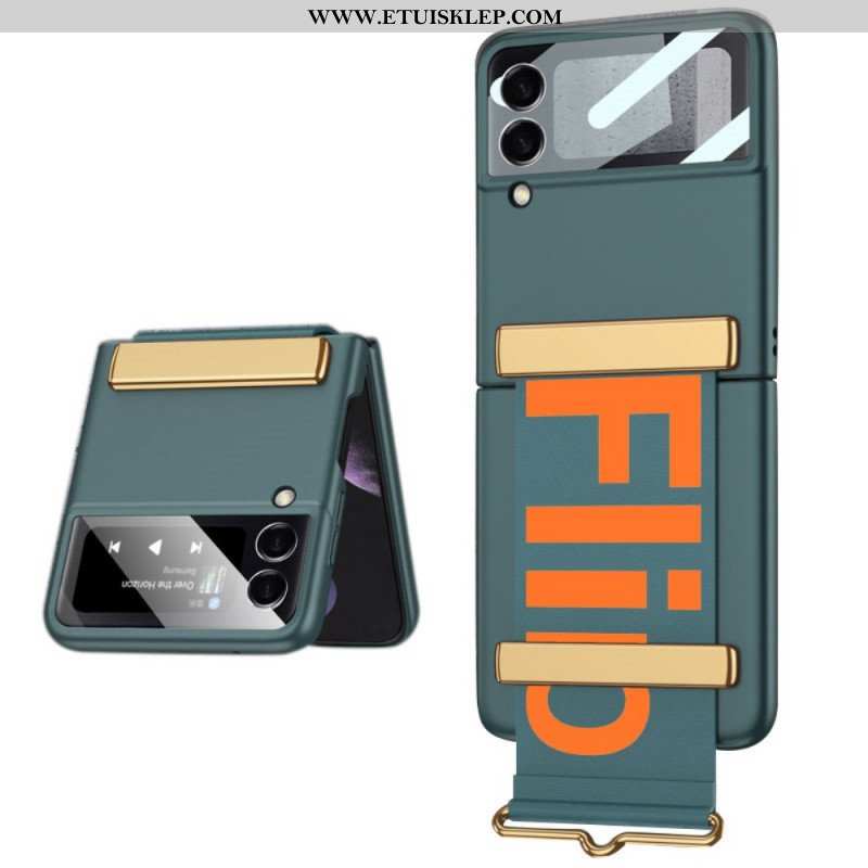 Etui do Samsung Galaxy Z Flip 3 5G Etui Folio Szkło Hartowane I Pasek Litery Gkk
